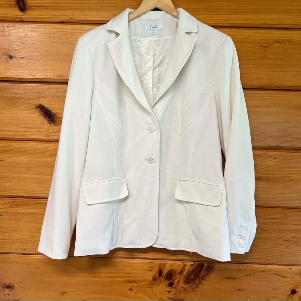 Larry Levine Dressbarn Lined Womens Plus 16 Elegant Cream Blazer collared